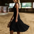 thumbnail image 5 of DYTTDG Women's Ruffle Trim Tiered Midi Dress | V-Neck Spaghetti Strap Flowy Dress with Decorative Button, Casual Summer Flutter Dress, 5 of 6