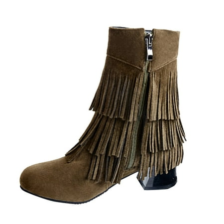 

ZHAGHMIN Long Black Boots For Women Knee High Elegant Three Layer Tassel Boots Short Leg Boots Thick Medium Heel Boots Women Fashion Boots Women Boots Nine Women S Cowboy Boot Jean Boots For Women B