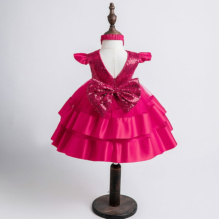 Riecok Glitter Princess Dress for Girls 2-8 Years Sleeveless Round Neck Knee-Length Birthday Party with Bowknot Hot Pink 120 - Walmart.com Riecok Glitter Princess Dress for Girls 2-8 Years Sleeveless Round Neck Knee-Length Birthday Party with Bowknot Hot Pink 120 - Walmart.com