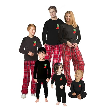 

Awkward Styles Family Christmas Pajamas Set Red Nice Stocking Pocket Matching Sleepwear
