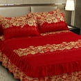 thumbnail image 3 of Breathable Luxury 3-piece bedding Ensemble Ruffled Pleat Bed Skirt & Pillow Case Set for 1.5M Bed Daboolka, 3 of 8