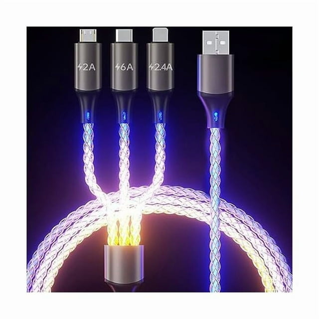 wonima11 Light Up Phone Charger Cord, Multi LED Charging Cable RGB Glowing Gradual Lighting USB C Cable Fast Charging Universal 3 in 1 Charger Adapter Micro USB Type-C