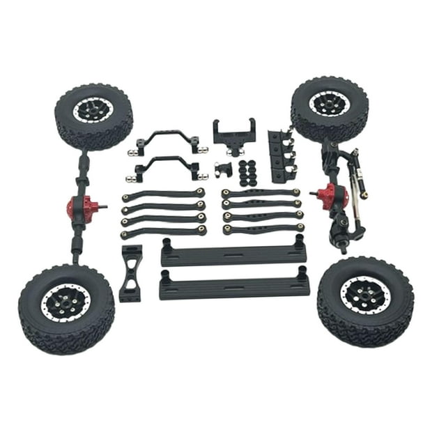 Bunblic 1/16 RC Upgrades Kit Metal Shock Mount Part Repair Part Metal Crossbeam Steering Rod Tie Upgrades Kit for C64 DIY Model Truck black