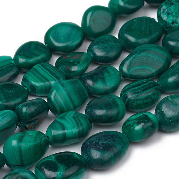 1 strand Natural Malachite Beads Strands Nuggets Tumbled Stone 8~12x7~10x5.5~8mm Hole: 0.5mm 43pcs/strand 15.55 inch(39.5cm)