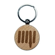 Fire Hose Firefighter Icon Round Keychain Charm Tag - Engraved Wood