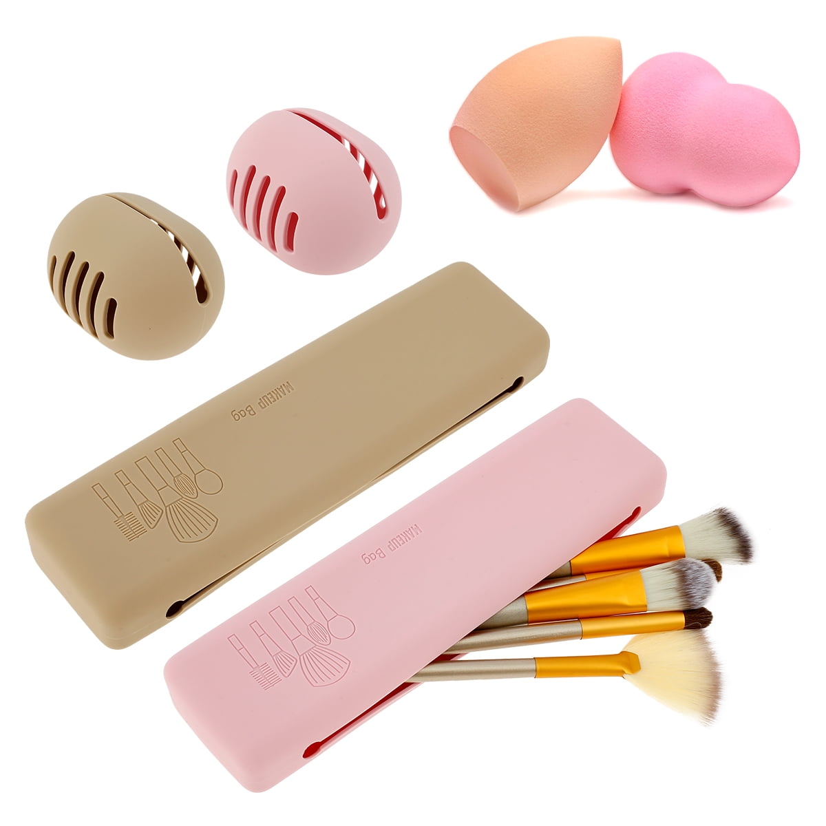 Nyidpsz 4PCS Makeup Sponge Brush Holder Set Soft Silicone Make Up Brush