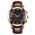 thumbnail image 2 of Reloj de cuarzo deportivo de cuero genuino a la moda para hombre, reloj de calendario luminoso resistente al agua para hombre, 2 of 4