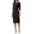 thumbnail image 2 of INSPIRE CHIC Work Dresses for Women 3/4 Sleeve Boat Neck Elegant Belted Formal Midi Dress XL Black, 2 of 5