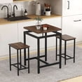 thumbnail image 4 of Gymax Counter Height Table w/ 2 Stools Floating Tabletop & Footrest Rustic Brown, 4 of 10