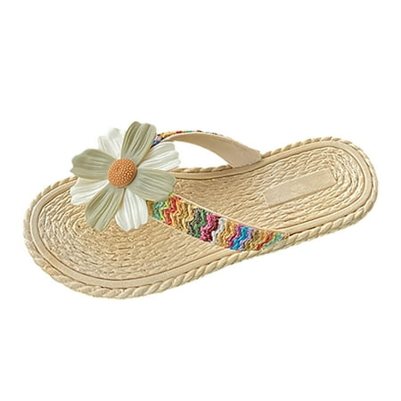 OJSFQUFP Summer Sandals for Women Slippers for Women Small Fresh Flowers Fairy Style Versatile Soft Bottomed Beach Shoes Womens Slipper Green 41