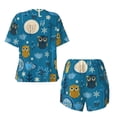 thumbnail image 6 of Wukai Cute Colorful Owls And Trees Women's Pajama Set,Short-Sleeve Top and Shorts with Elastic Waistband and Pockets for Loungewear, Yoga, and Casual Wear-X-Large, 6 of 8