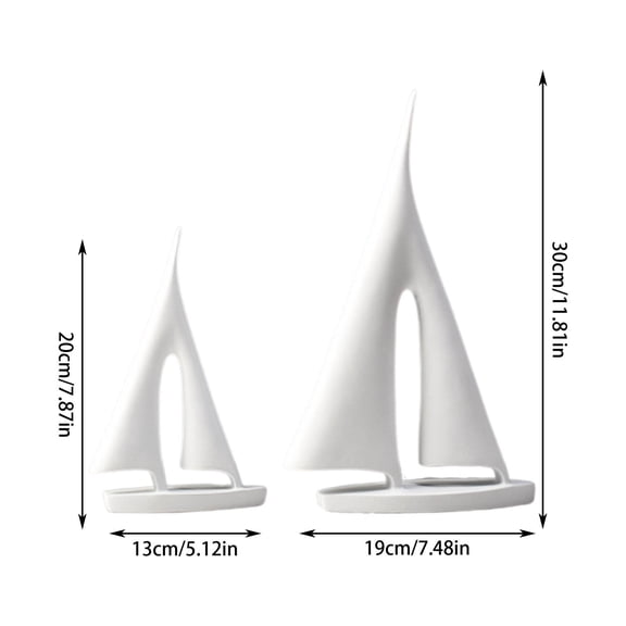Qiweii Pack Of 2 Modern Sailship Sculptures Nautical Themed Home Decor Statues For Living Room Shelf Office Table Desktop Decoration