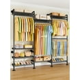 thumbnail image 4 of M6 Clothes Rack,Heavy Duty Freestanding Garment Rack Closet Organizer for Walk-In Closets – Wall-Mounted Multi-Level Storage for Clothes, 68.5" W x 11.8" D x 86.6" H, Black, 4 of 8