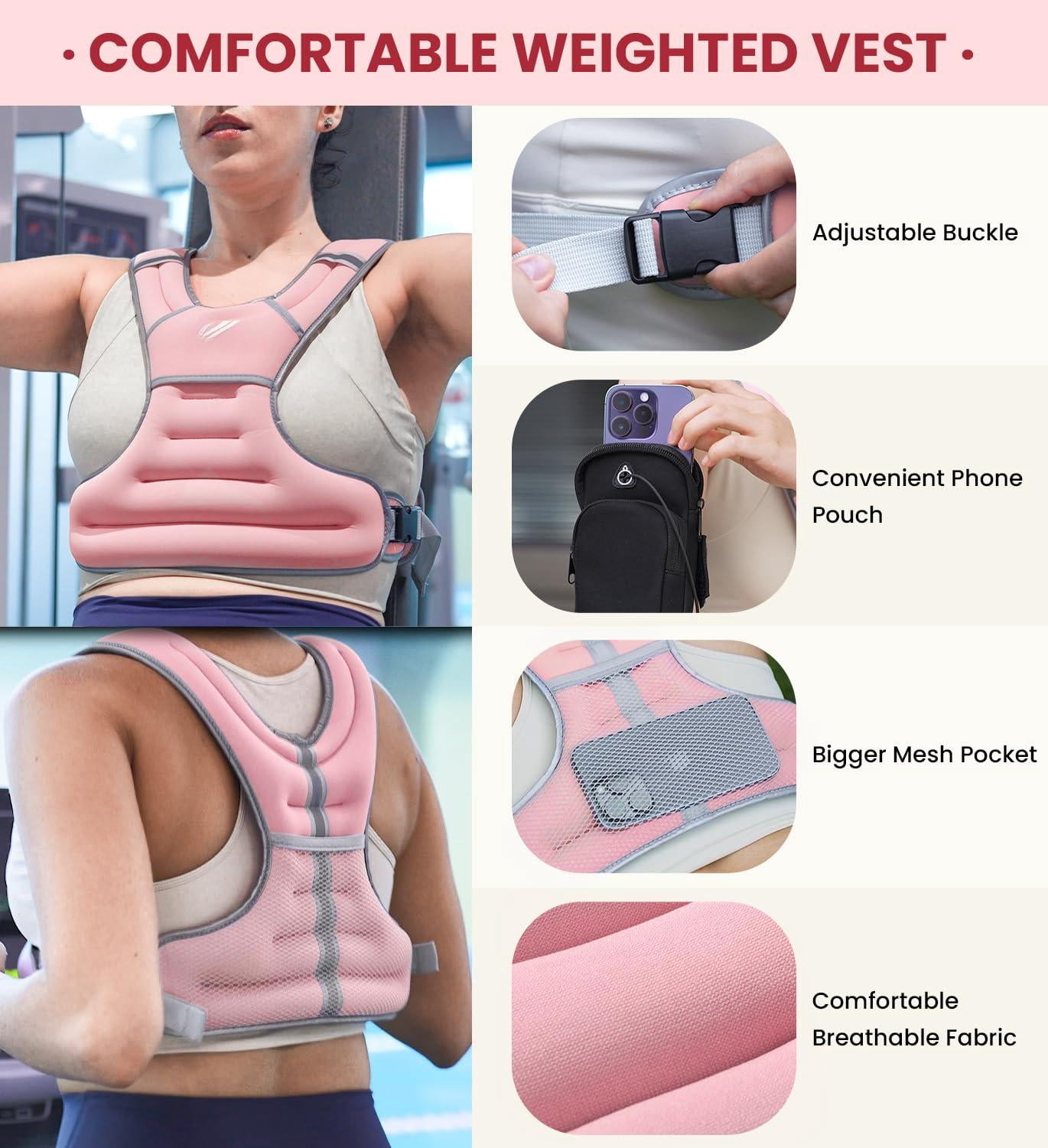 Weighted Vest 10 lbs Pink Fitness Workout Gear