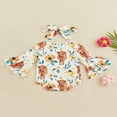 thumbnail image 4 of Infant Girls Romper and Headband  Flower/ Cactus Print Long Flared Sleeves  Neck Jumpsuit, 4 of 7