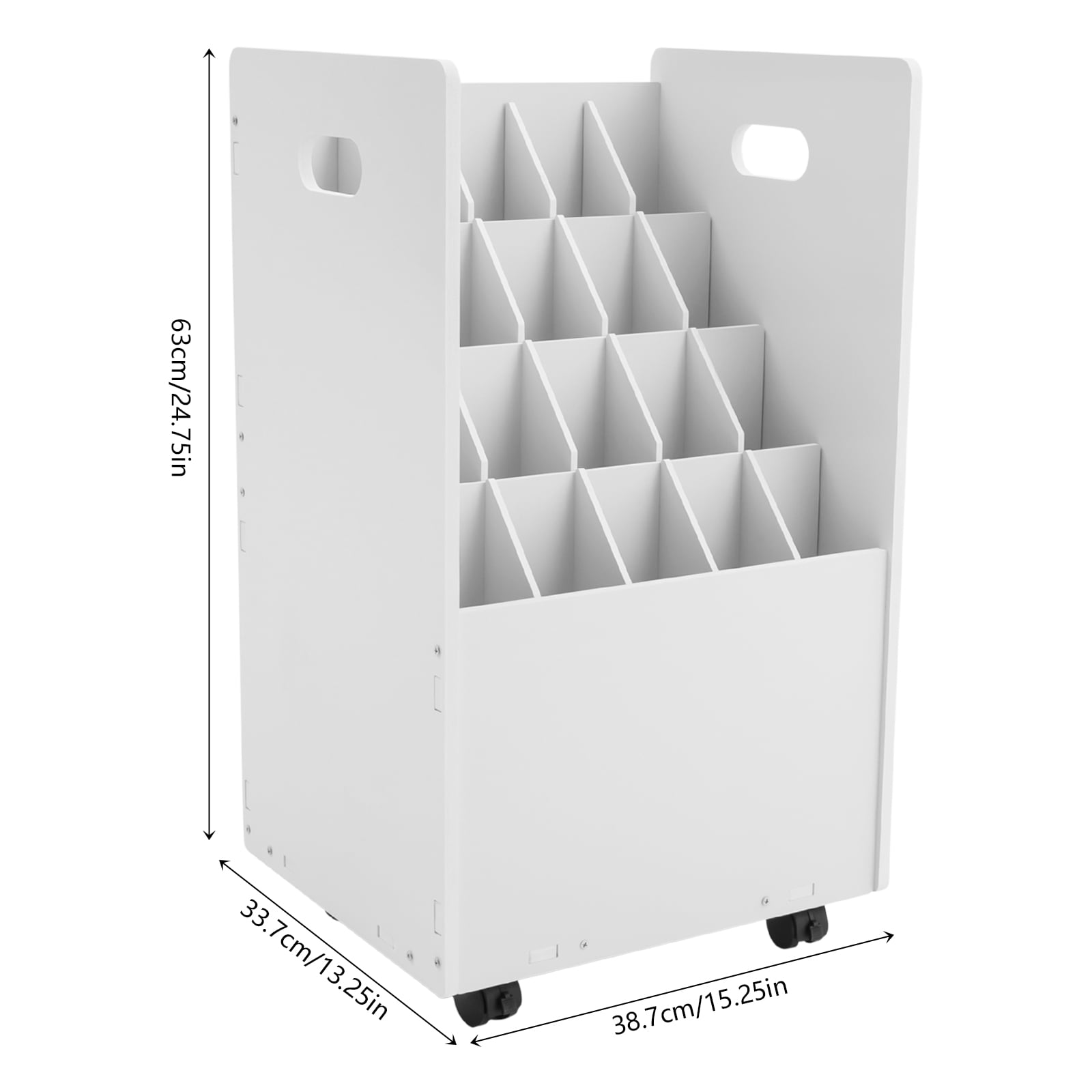 20-Slot Roll File Organizer 15.3x13.3x24.8in White 4-Tier Blueprint Storage Rack for Blueprints, Posters