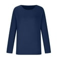 thumbnail image 3 of Pullover Tops New Women Long Sleeve Casual Crewneck T Shirt Solid Color Pullover Tops Classic-Fitting Fashion Blouses Shirts for Women New Dark Blue XXL, 3 of 7