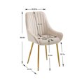 thumbnail image 5 of Dining Chairs, Velvet Upholstered Chair with Metal Legs, Armrest and Curved Backrest, Accent Leisure Armchair Single Sofa Chair for Living Room Bedroom, Ivory, 5 of 7