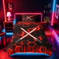 thumbnail image 2 of meiyoeat Neon Twin Bedding for Boys, Sci-Fi Red Gaming Duvet Cover Set, Black Reversible 2-Piece, 1 Duvet Cover and 1 Pillowcase, 2 of 7