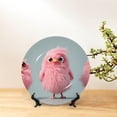 thumbnail image 6 of Zufioo Adorable Pink Fluffy Birds Print Bone China Decorative Plate, Ceramic Dinner Plate with Stand Ceramic Decoration Homewares-8in, 6 of 6