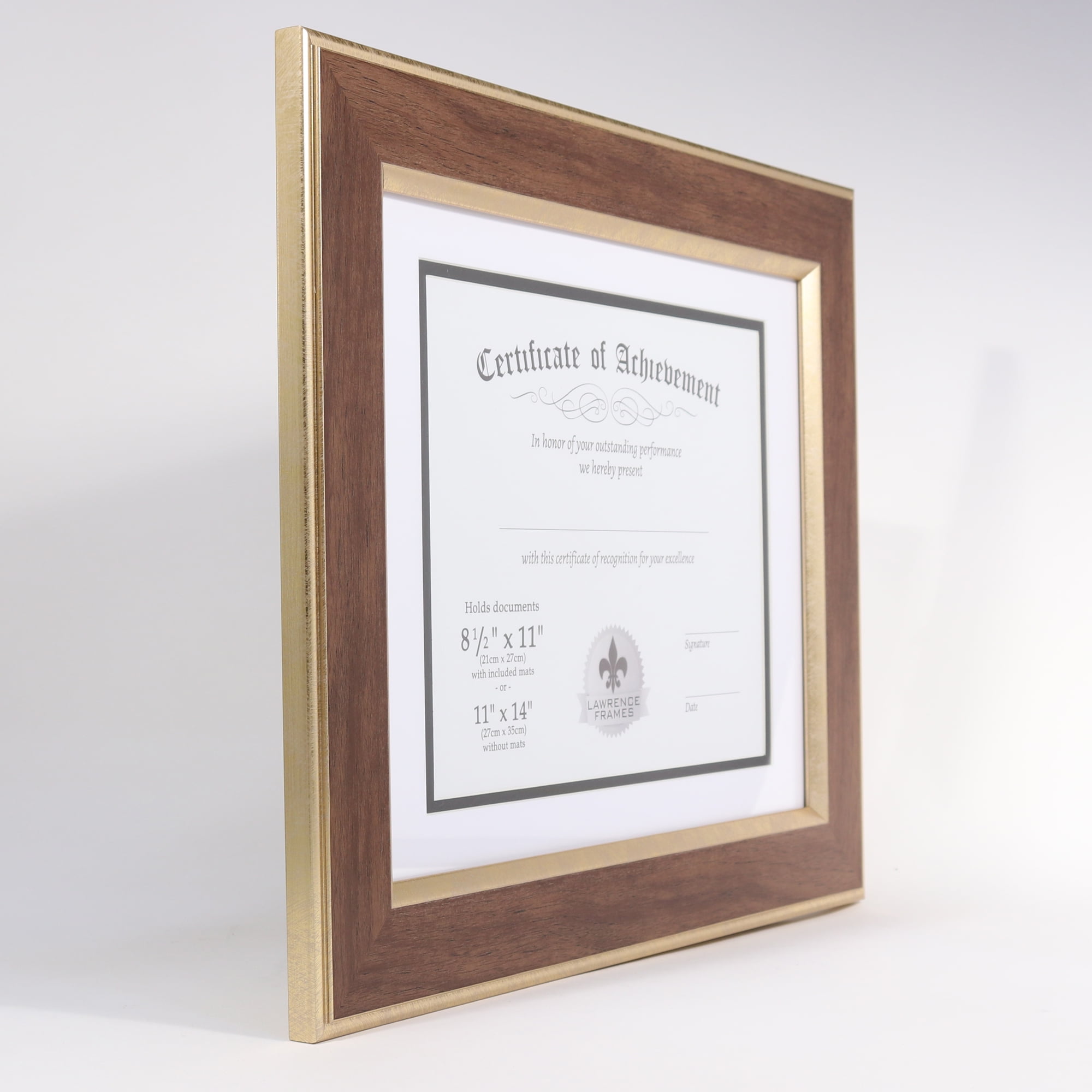 Lawrence Frames Dual Use 11 by 14-Inch Certificate Picture Frame with Double Bevel Cut Matting for 8.5 by 11-Inch Document,Black 