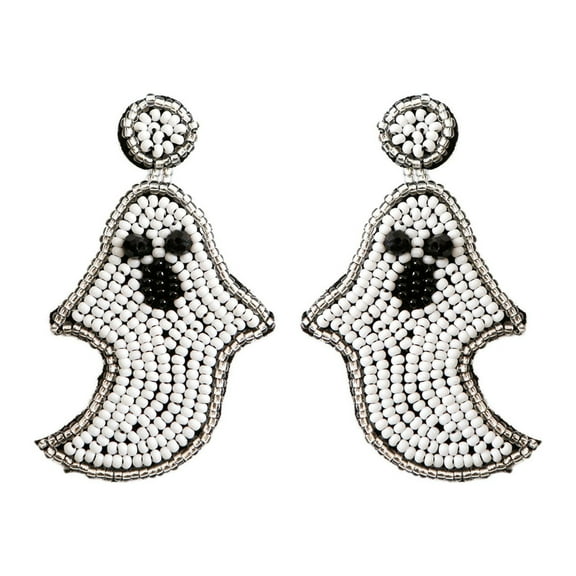 Aellinatey Halloween Earrings for Women Hand Woven Ghost Beaded Dangle Earrings Spooky