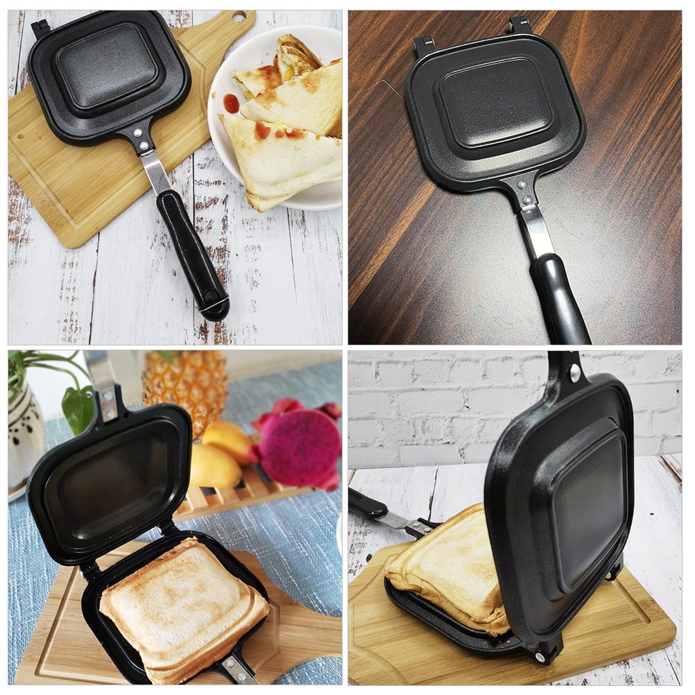 2 Pieces Sandwich Skillet Grill Pan Bread Toaster Non Stick Electric Press  Double-Sided Maker 