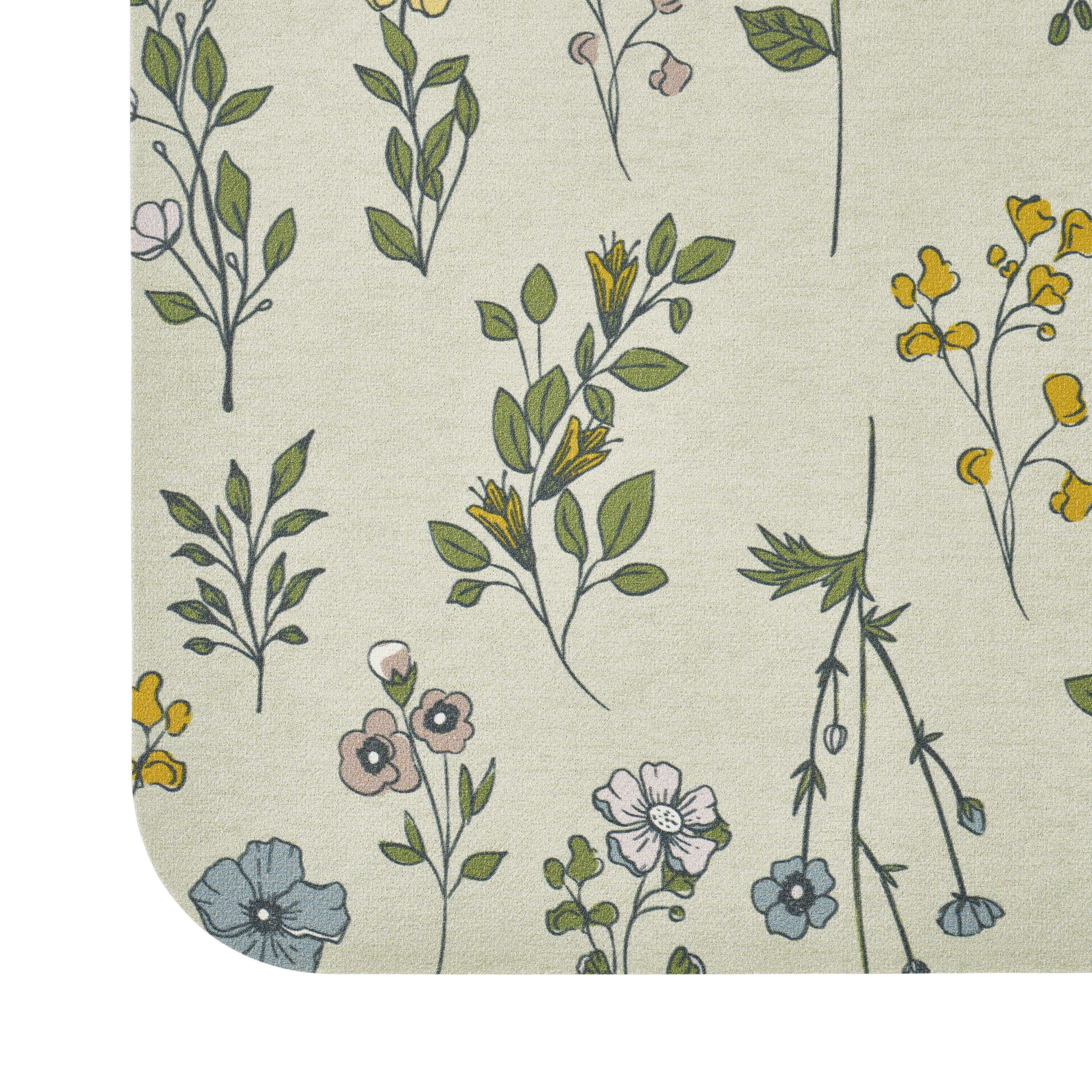 Beautiful Kitchen Botanical Dish Drying Mat with Bottom Grip and Highly Absorbent, Floral