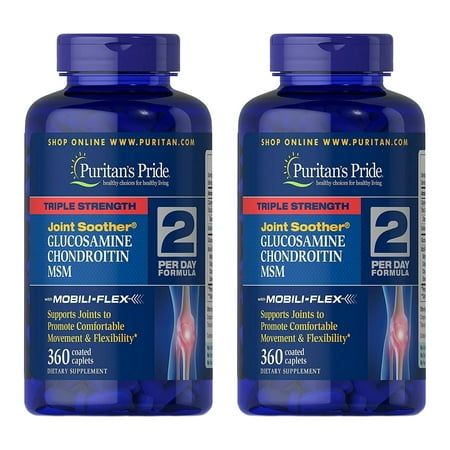 (2 pack) Puritans Pride Triple Strength Glucosamine, Chondroitin and Msm Joint Soother, 360 Count