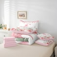 thumbnail image 6 of jejeloiu Personalized Gifts Bowknot Twin Bedding Sets 7-Piece,Letter C Bedding Comforter Set,Kawaii Bee Floral Sheet Sets For Child,Lightweight Room Decoration Reversible, 6 of 8