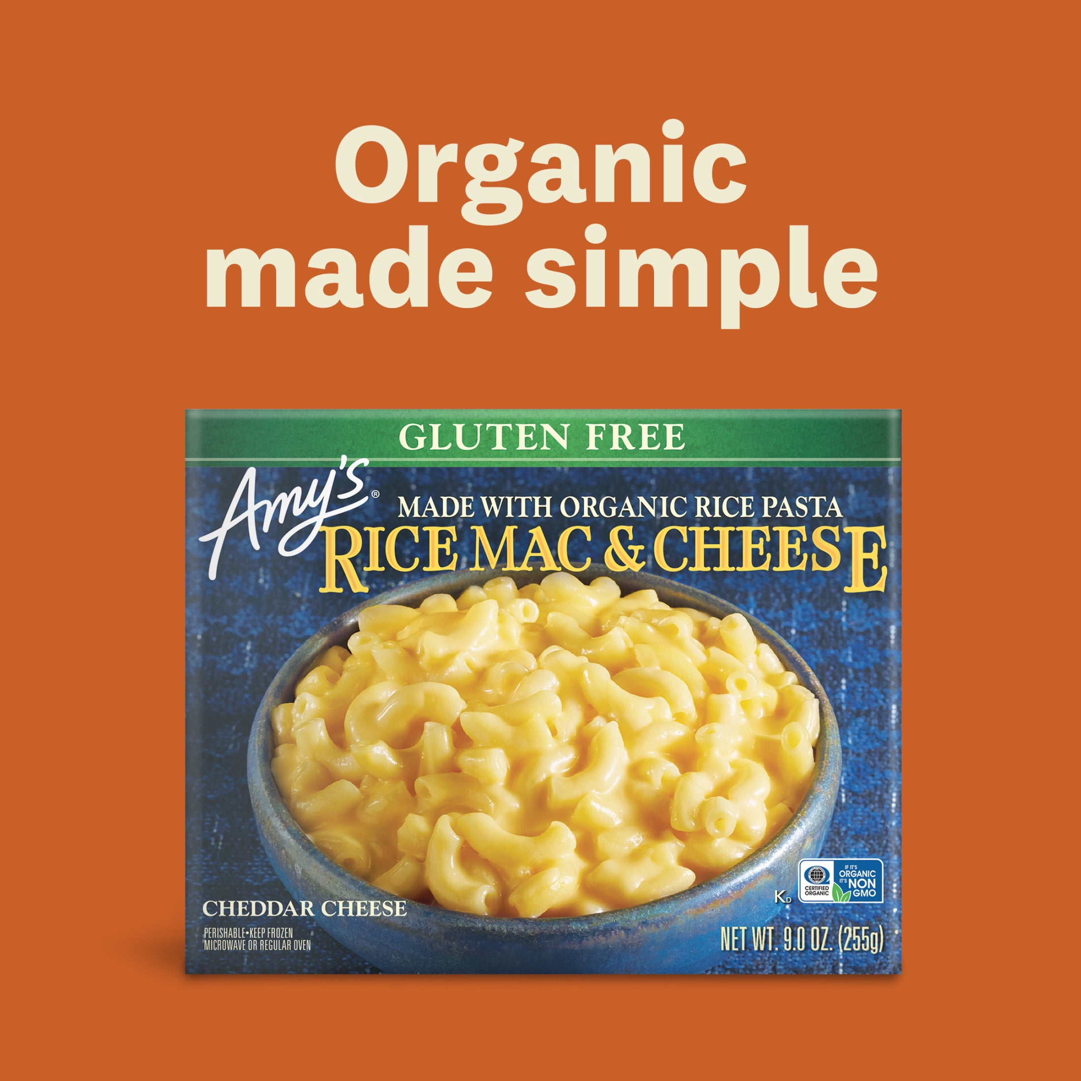 Amy's Frozen Meals, Mac and Cheese, Rice Mac & Cheese, Gluten Free Microwave Meals, 9 oz