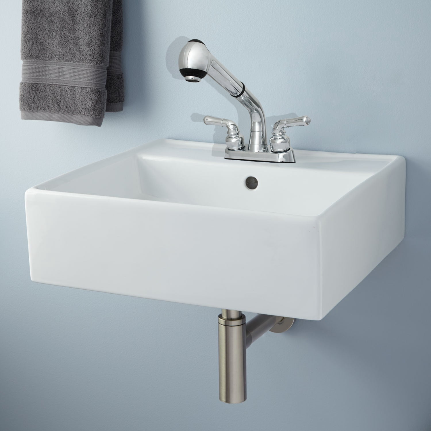 Universal Laundry Tub Faucet with Pull Out Spray Spout, Non-Metallic ABS Plastic, Chrome Finish