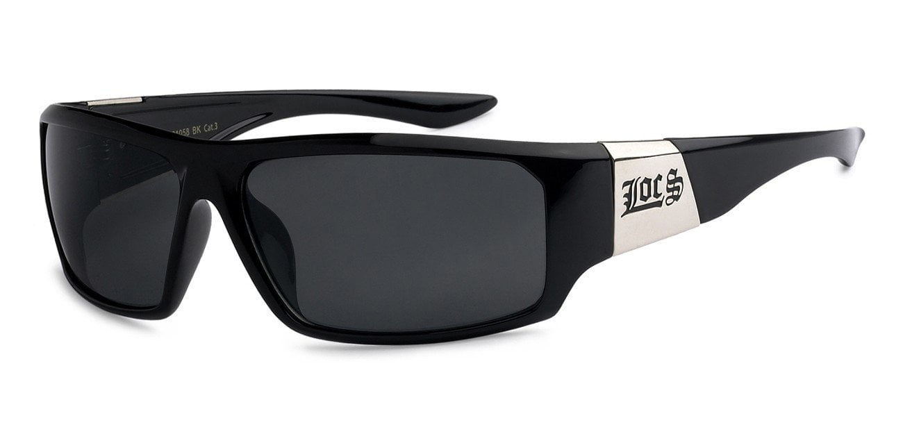 Lunettes De Soleil Cholo Gangster Style Lowrider - Verres Noirs Teintés UV400 - Monture Noire épaisse