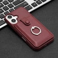 thumbnail image 5 of Leathercards slot phone case for iPhone 16 pro max 15 plus 14 13 12/12pro metal ring holder cover, 5 of 9