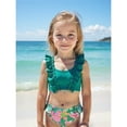 thumbnail image 2 of Gelikeya Girls 2 Piece Swimsuit Ruffles Flounce Printed Bikini Tops Shorts Set Swimwear Girl Bathing Suits X09 Green & 4-5 Years, 2 of 6