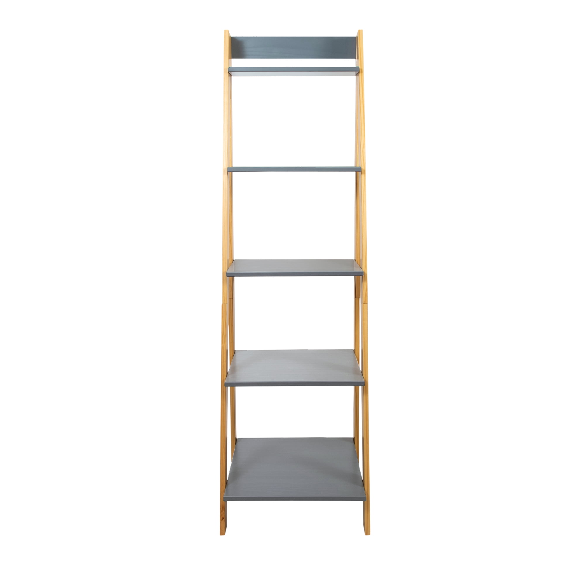 Adeptus Solid Wood 5 Shelf Ladder Bookcase - Black