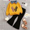 thumbnail image 2 of TOWED22 Kids Toddler Girl Clothes Print Sweatshirt Flared Pants 2Pc Outfits Set Infant Fall Winter Outfits,Orange,4-5 Y, 2 of 4