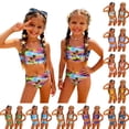 thumbnail image 2 of CCRFTGI Girls Swimsuit Size 7-8 2 Piece Set Swimming Bathing Suit Beach Vacation Hawaiian Tropic Bikini Set Cute Summer Girls Fashion Swimsuits Swimwear Light Blue 1-2 Years, 2 of 9