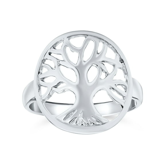 Bling Jewelry Womens Silver Ring: Large Open Round Family Tree of Life Sterling Statement Piece