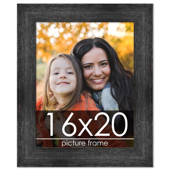 16x20 Distressed/Aged Black Complete Wood Picture Frame with UV Acrylic, Foam Board Backing, & Hardware