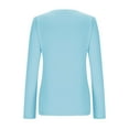 thumbnail image 5 of Olyvenn Fall Basic Tops for Women Long Sleeve Scoop Neck Thermal Slim Fit Tight Cute T Shirts Classic Fit Blouse Light Blue M, 5 of 9