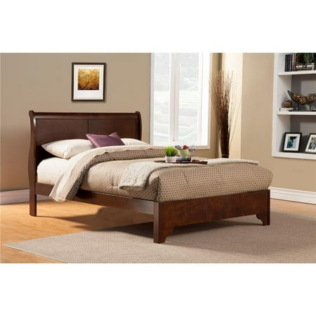 - Queen Size Low Footboard Sleigh Bed In Rubberwood, Brown