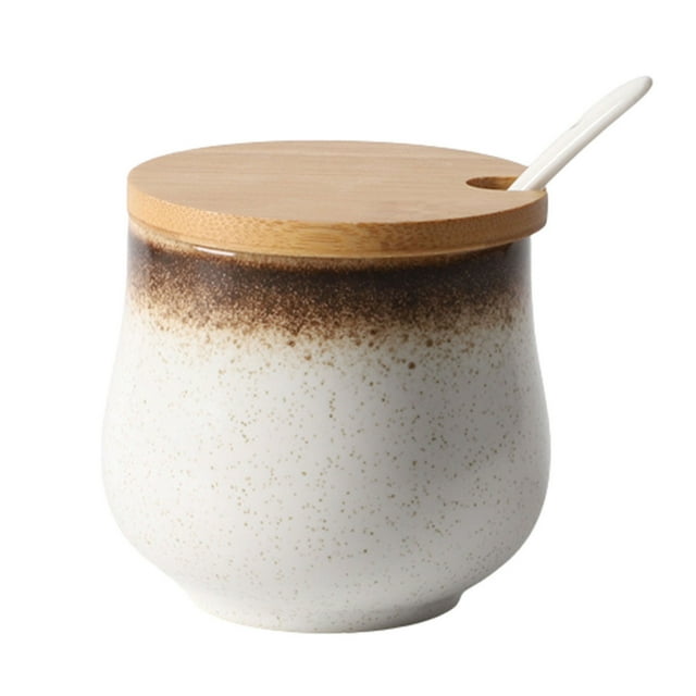 Japanese Sugar Bowl With Lid, Retro Ceramic Storage Jar,200ml(7oz) Small Sugar Pot, Sugar Container Spice Jar, For Coffee Bar, Restaurant, Home-d-200ml 7oz