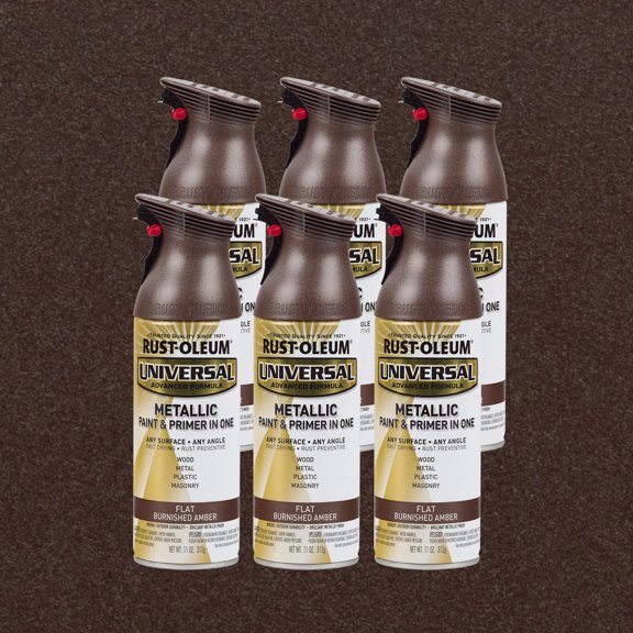 6 Pack, Burnished Amber, Rust-Oleum Universal All Surface Interior/Exterior Matte Metallic Spray Paint-271472, 11 oz