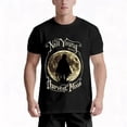 thumbnail image 6 of Men's Neil Young Harvest Moon Album Cover T-Shirt - Vintage Music Tee with Full Moon & Silhouette Print, Neil Young Holding guitar, Rustic Rock Style Short Sleeve Round Neck Casual Shirt, 6 of 7