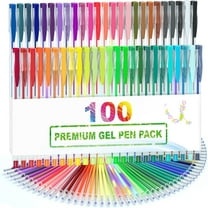 100 Colors Gel Pens, Colored Neon Glitter Pen Set for Adult Coloring Books, 40% More Ink Fine Point, Art Supplies Stocking Stuffers Christmas Gifts for Adults Drawing Doodling Scrapbook Journaling