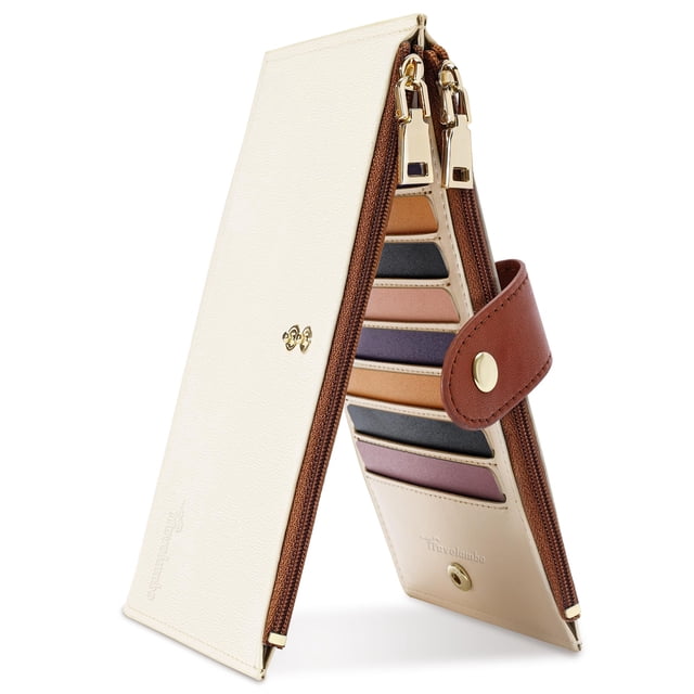 Billetera RFID Travelambo para mujer, grande, plegable con bolsillo con cremallera