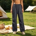 thumbnail image 4 of ZHYou No Boundarie Womens Cargo Pants Casual Drawstring Baggy Loose Fit Lightweight Flare Workout Hiking Trousers,Black,Size L, 4 of 6