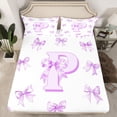 thumbnail image 2 of Homewish Purple Ribbon Letter P Twin Sheet Sets, Cartoon Cute Monogrammed Twin Fitted Sheet, Fairy Tale Theme Flat Sheet, Super Cozy Room Decor, 3pcs, 2 of 7