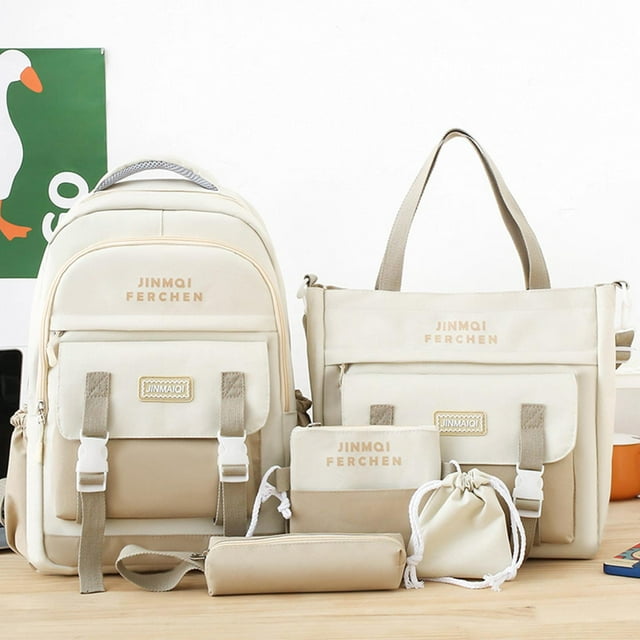 Mochila de lona Yinane Mochila para niñas Conjunto de mochilas escolares Bolso de lápiz
